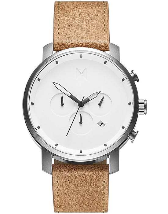 MVMT MVMT D-MC01WT  D-MC01WT кварцевые мужские часы белый циферблат, браслет кожаный — вид спереди